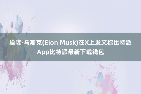 埃隆·马斯克(Elon Musk)在X上发文称比特派App比特派最新下载钱包