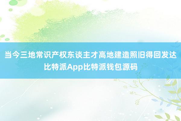 当今三地常识产权东谈主才高地建造照旧得回发达比特派App比特派钱包源码