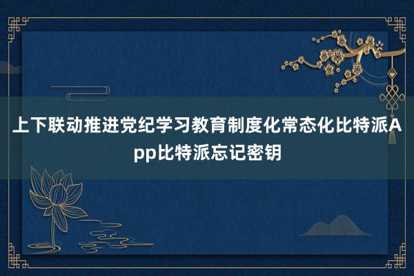 上下联动推进党纪学习教育制度化常态化比特派App比特派忘记密钥