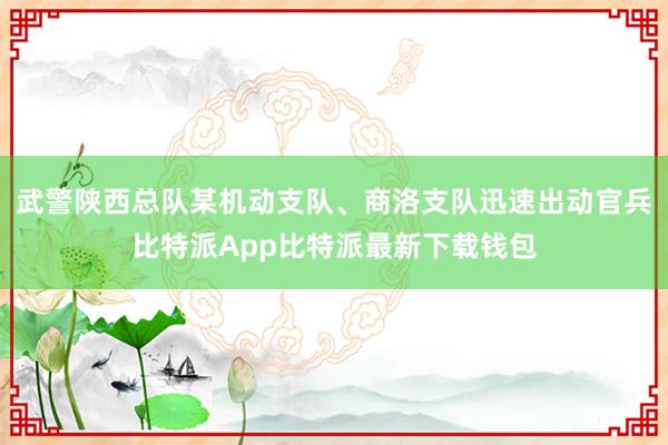 武警陕西总队某机动支队、商洛支队迅速出动官兵比特派App比特派最新下载钱包