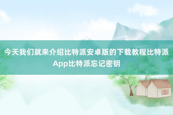 今天我们就来介绍比特派安卓版的下载教程比特派App比特派忘记密钥