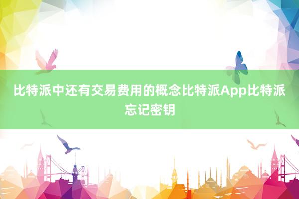 比特派中还有交易费用的概念比特派App比特派忘记密钥