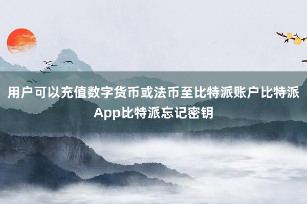 用户可以充值数字货币或法币至比特派账户比特派App比特派忘记密钥