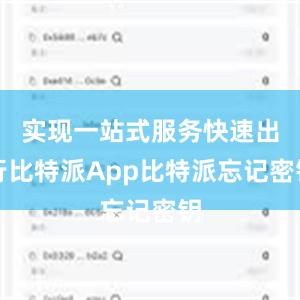 实现一站式服务快速出行比特派App比特派忘记密钥